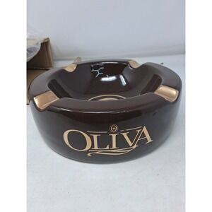 Oliva Brown & Gold 4 Cigar Ceramic Ashtray NIB